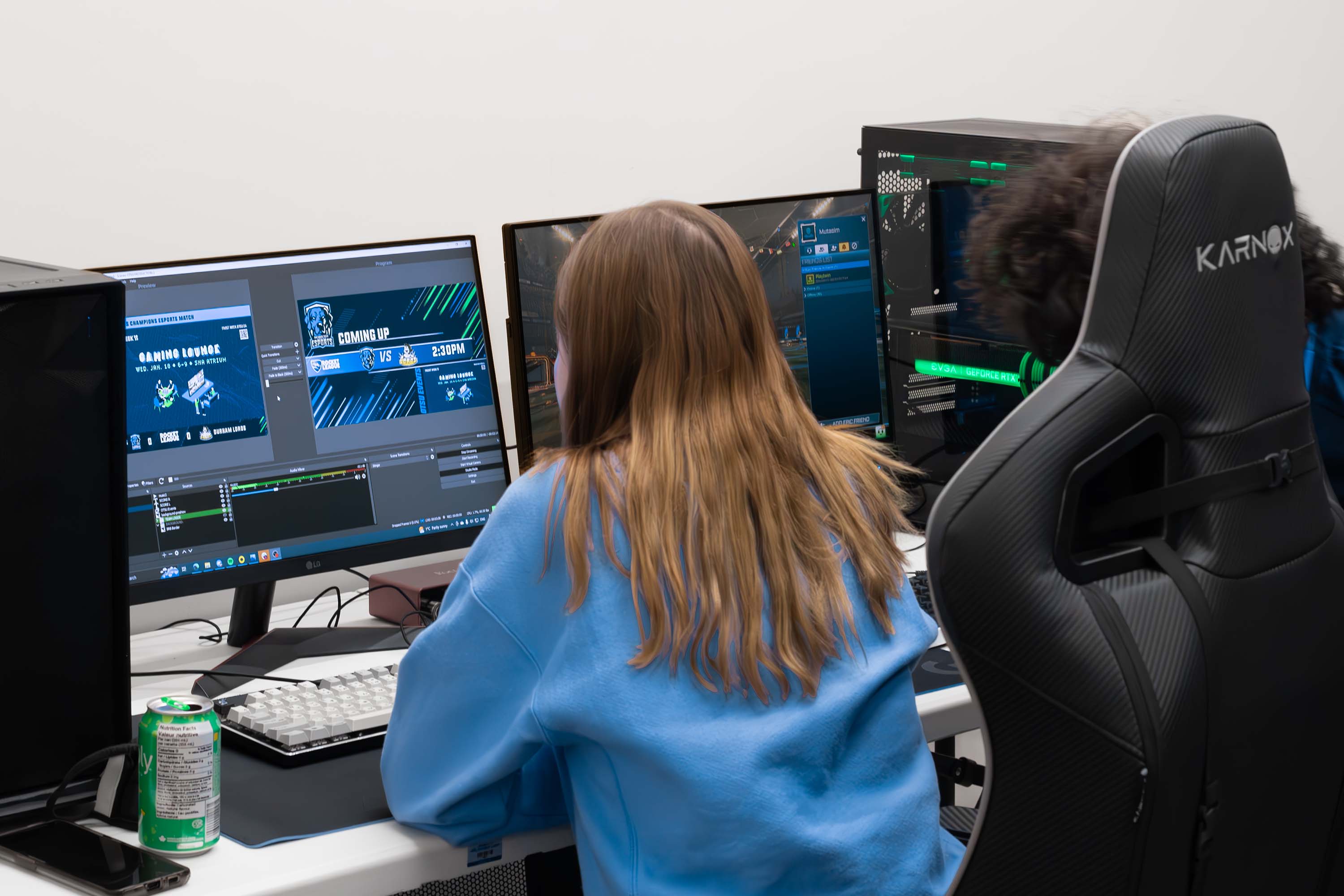 Two students using the Studio to livestream an esports match.