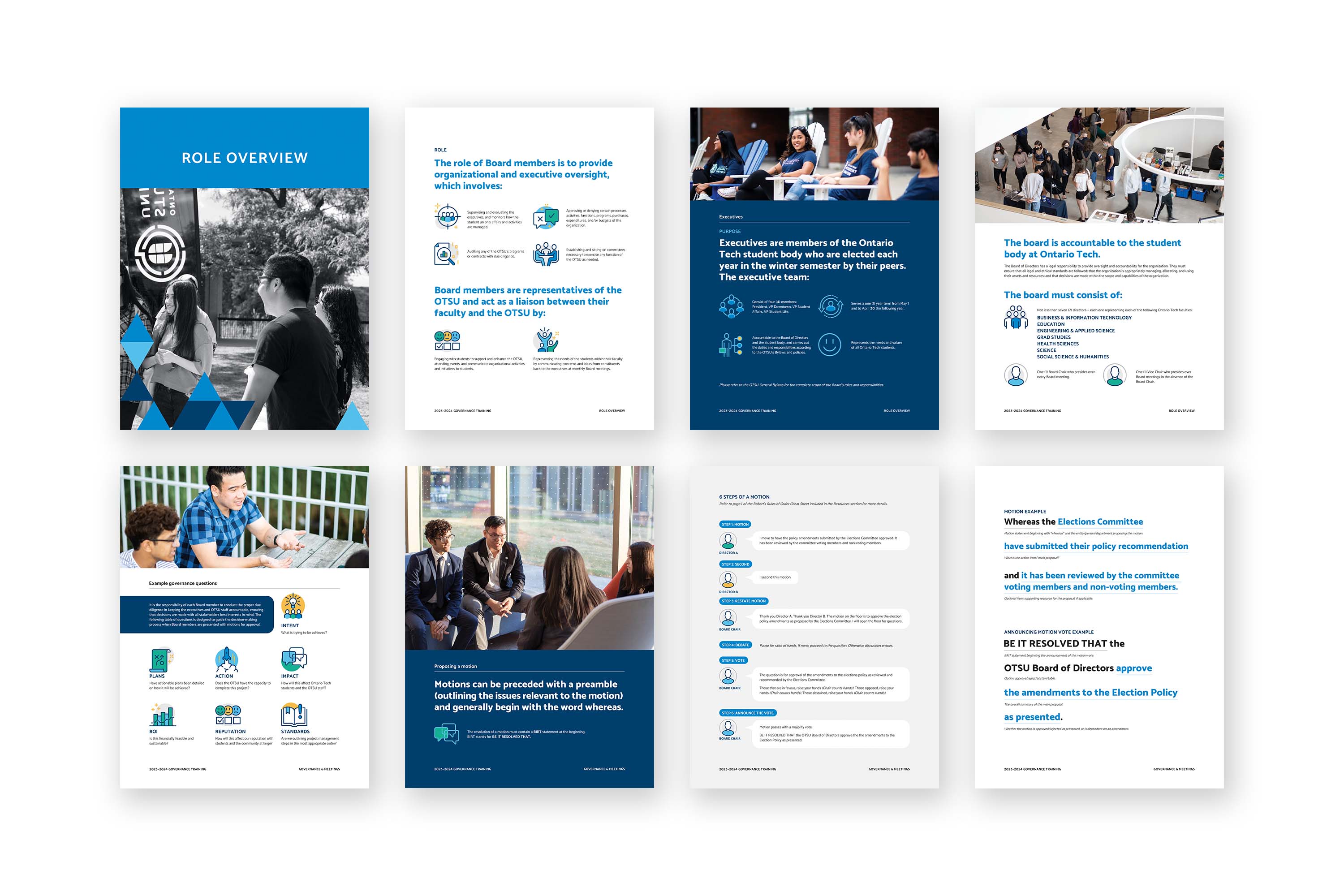 Pages from the governance training booklet.