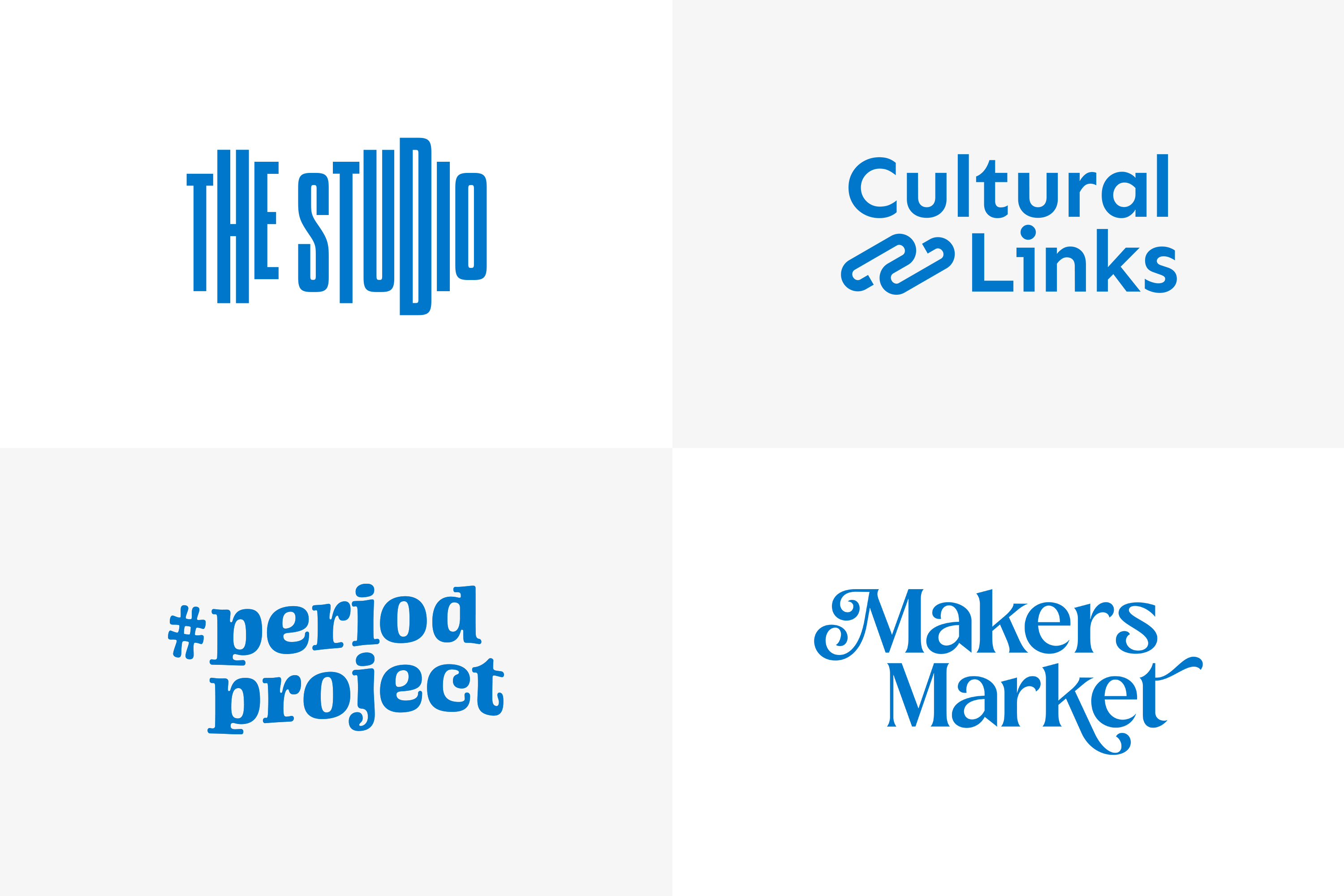 Four feature logos; The Studio, Cultural Links, Period Project, and Makers Market.