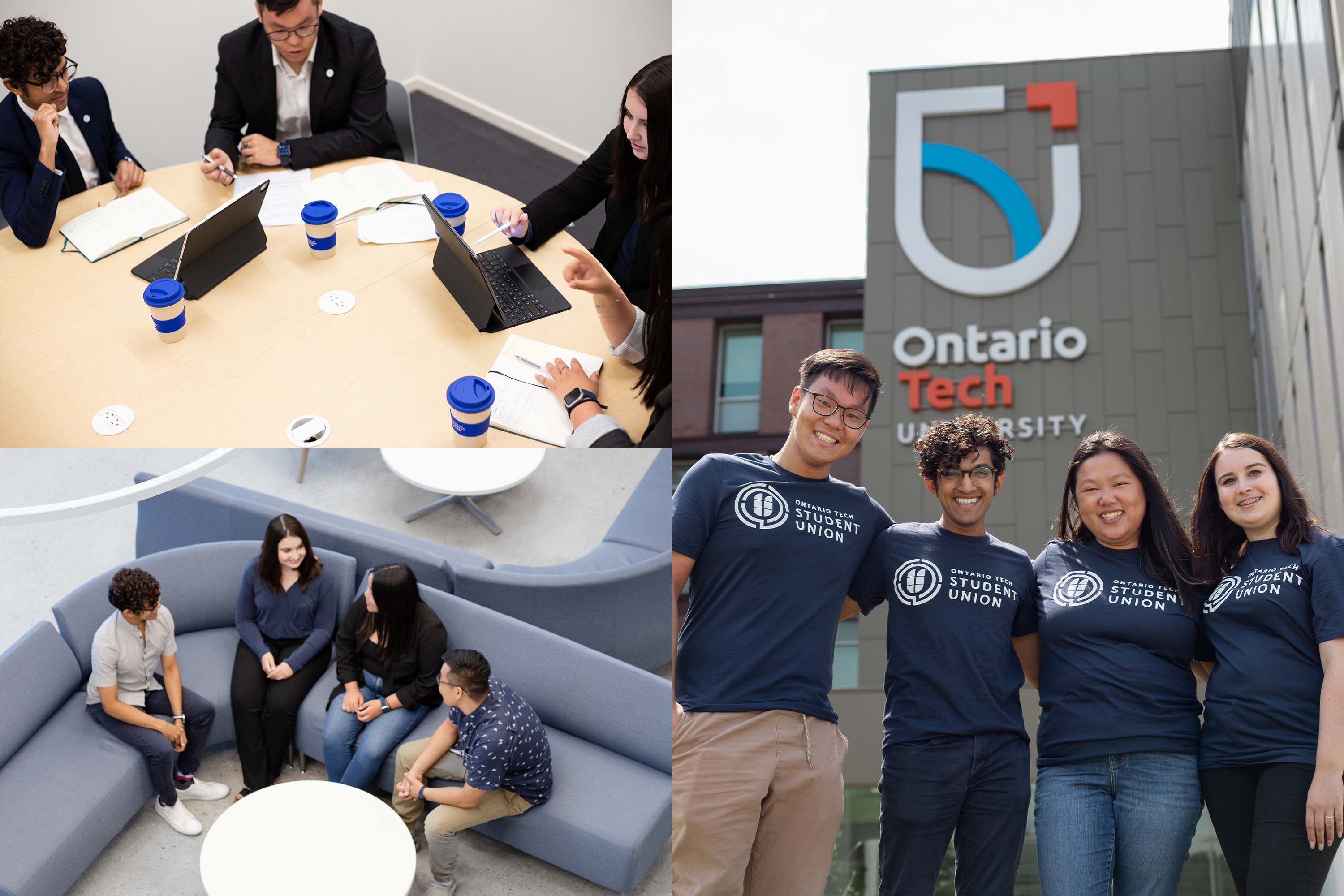 Various photos of the 2022–2023 executives on Ontario Tech University's north Oshawa location.