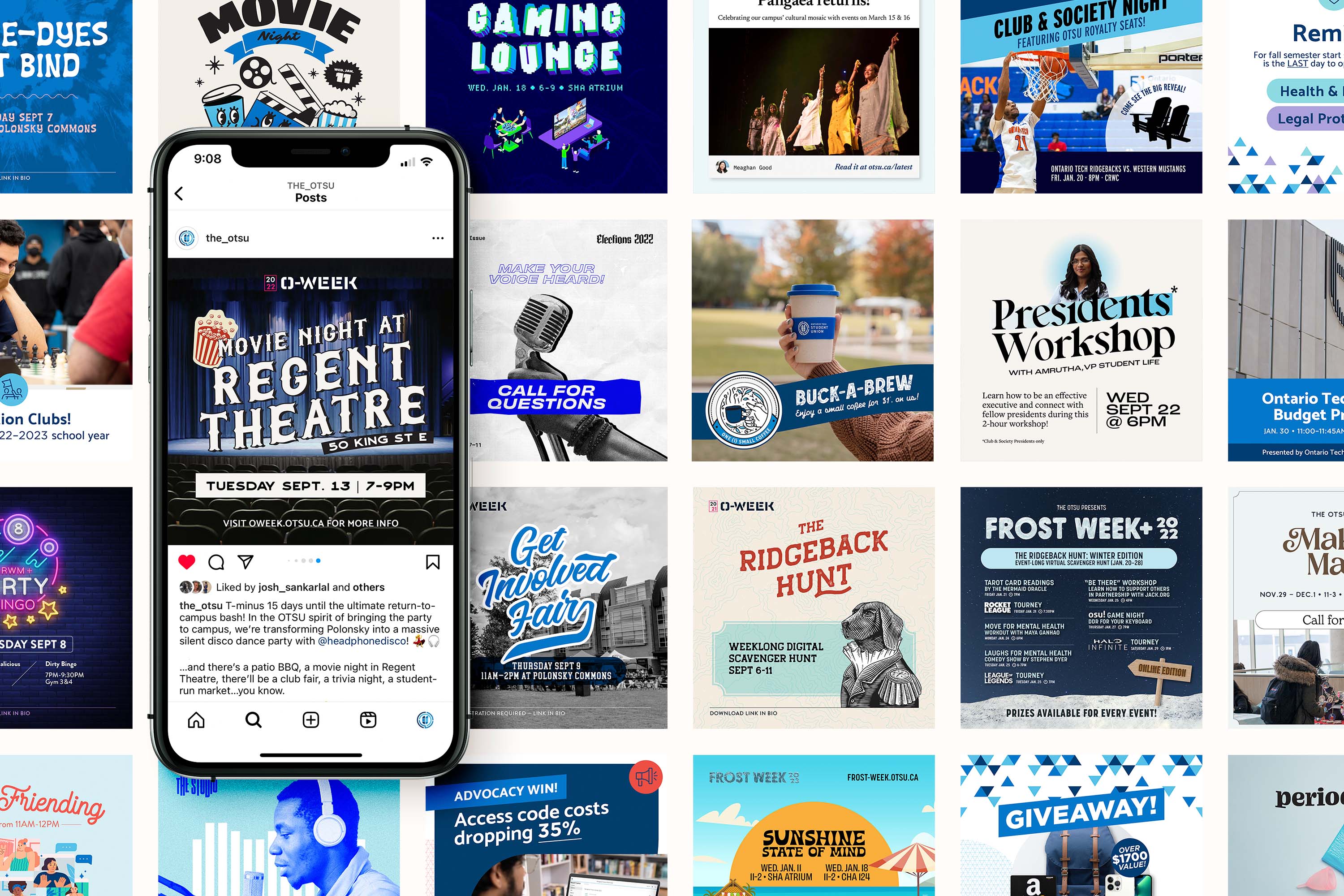 Various Instagram posts made for different OTSU initiatives and events.