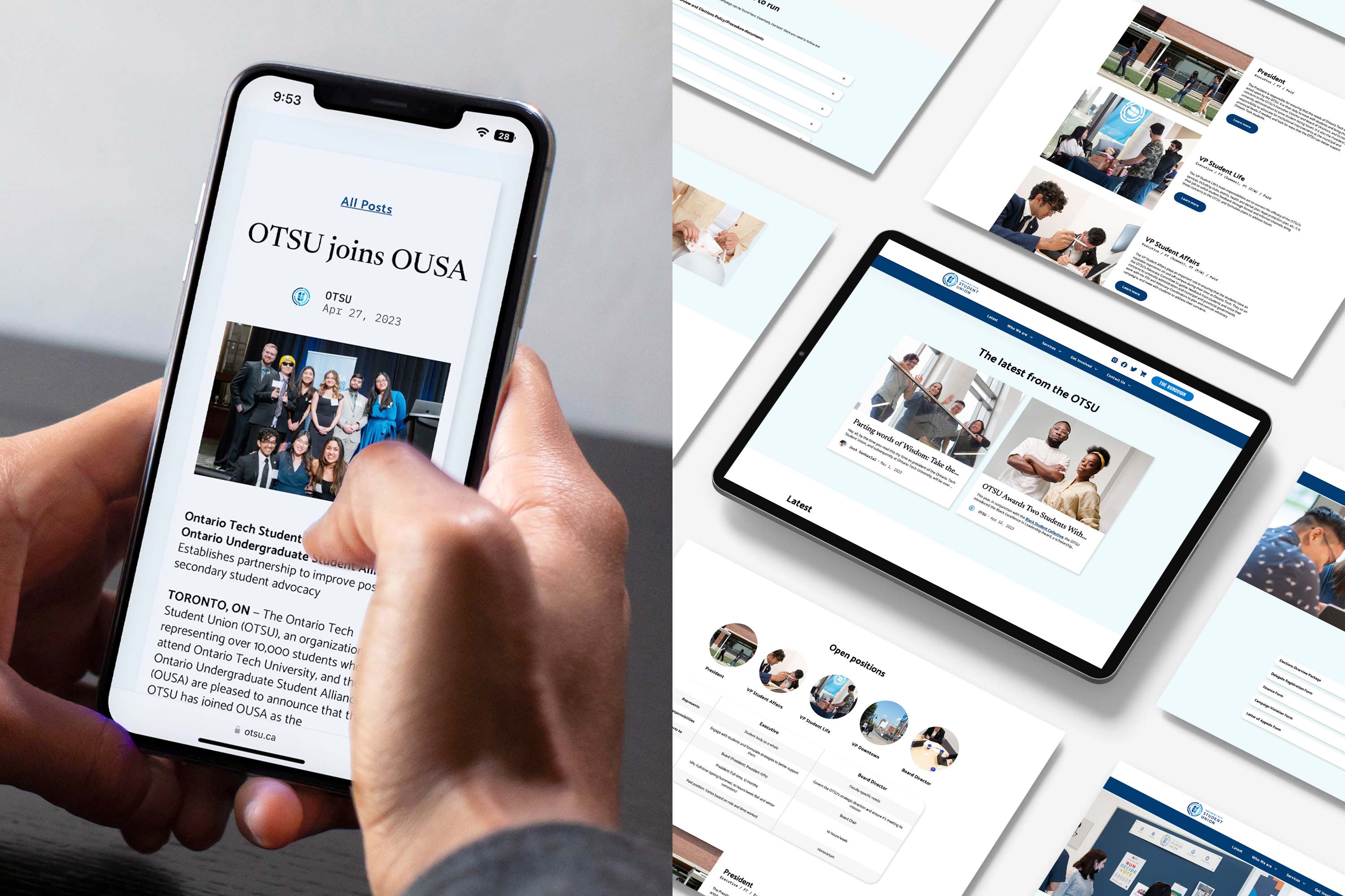 Various pages from the OTSU's website.
